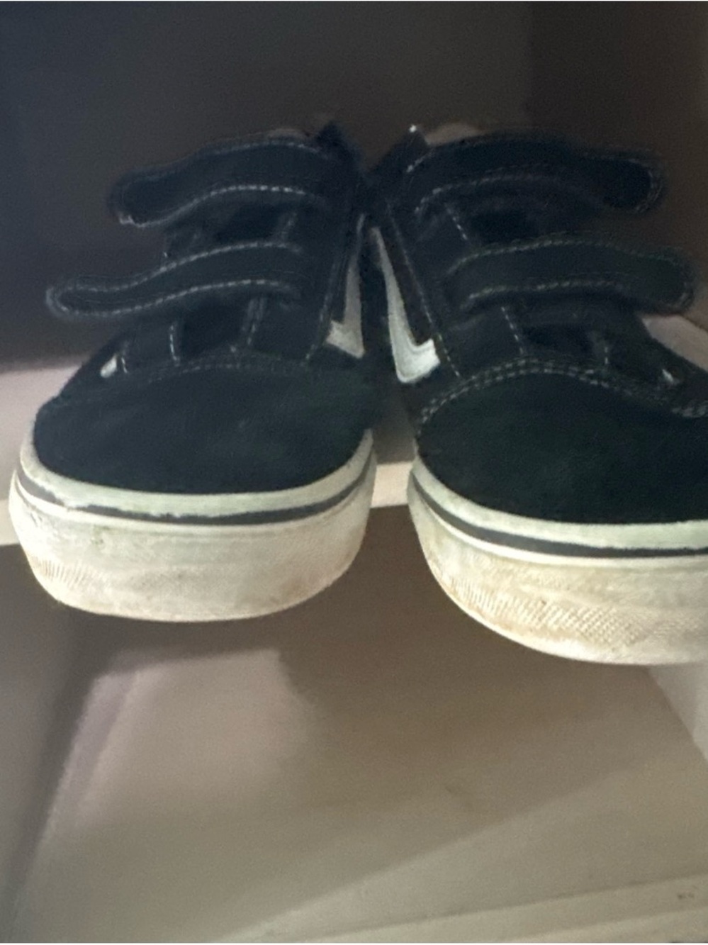 Vans Kids Black & White Velcro Old Skool Sneakers - Picture 3 of 6